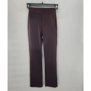 Bamans Work Pants for Women Yoga Dress Pants Straight Leg Stretch Brown XXS NEW